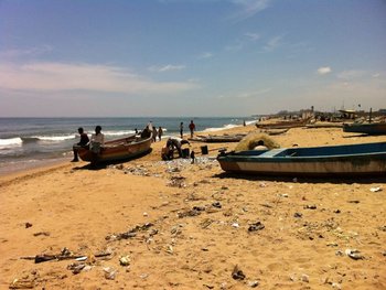 Fischer am Strand von Chennai